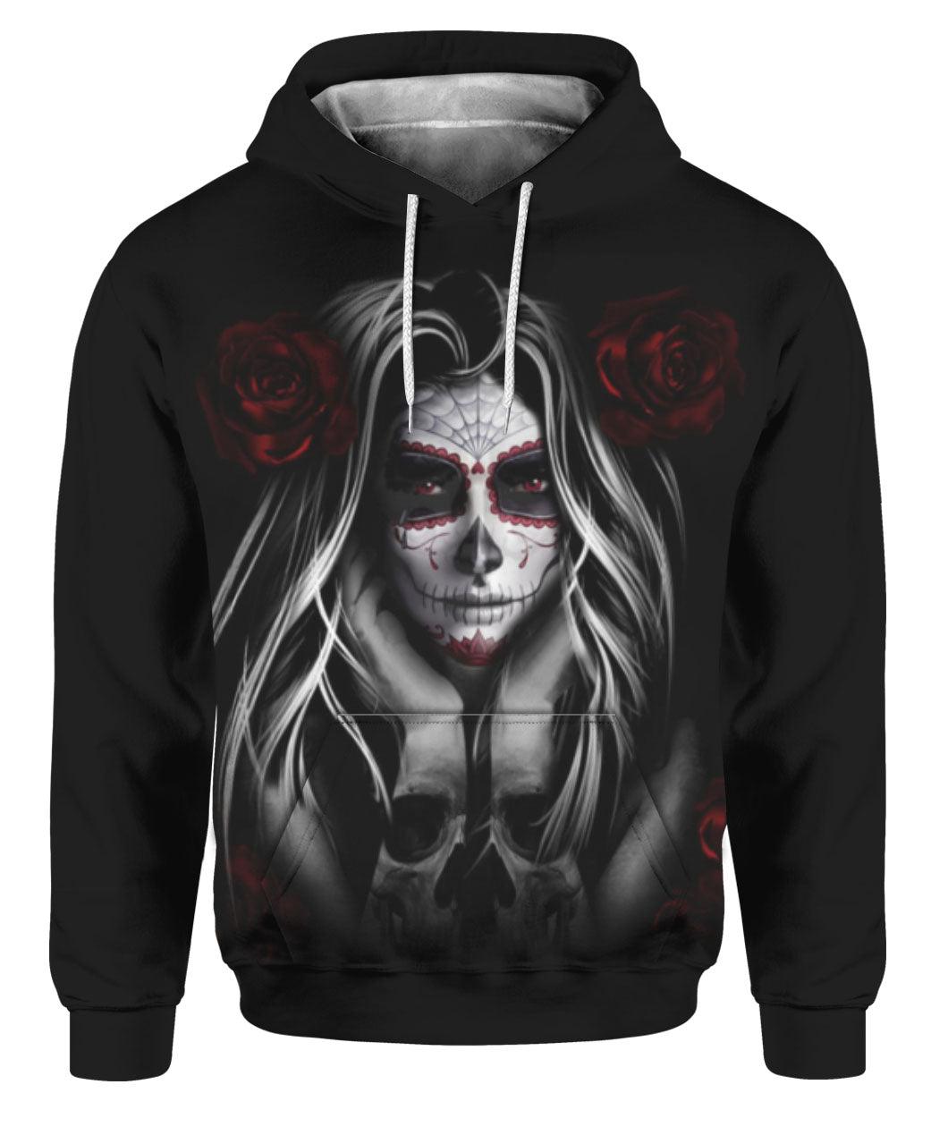 Girl Day Of The Dead Hoodie Full Printed - Wonder Skull