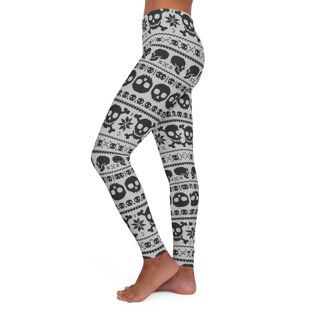 Black Skull Pixel Women's Spandex Leggings - Wonder Skull