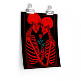 Crimson Skeleton And Rose Art Premium Matte Vertical Posters - Wonder Skull