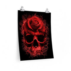 Red Skull Rose Art Premium Matte Vertical Posters - Wonder Skull