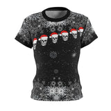 Christmas Skull Black Patterns All Over Print T-shirt For Women - Wonder Skull