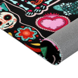 Day Of The Dead Cats Area Rugs - Wonder Skull
