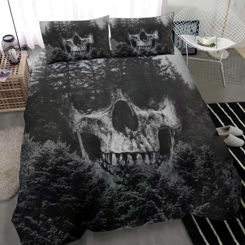 Dark Skull Forest Duvet Cover Set - Wonder Skull
