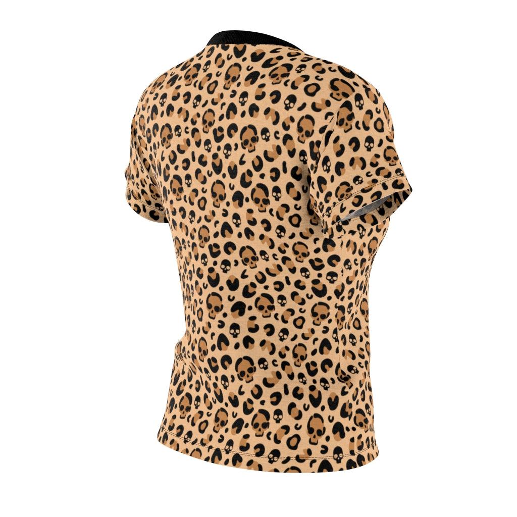 Leopard Skin Texture Skull All Over Print T-shirt For Women - Wonder Skull