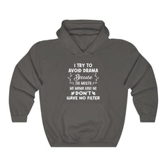 I Try To Avoid Drama Unisex Heavy Blend™ Hooded Sweatshirt - Wonder Skull