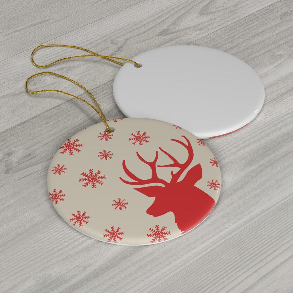 Snowflake Reindeer Ceramic Ornaments - Wonder Skull
