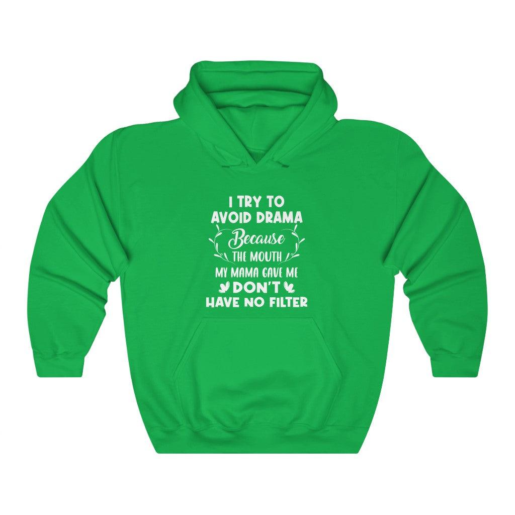 I Try To Avoid Drama Unisex Heavy Blend™ Hooded Sweatshirt - Wonder Skull