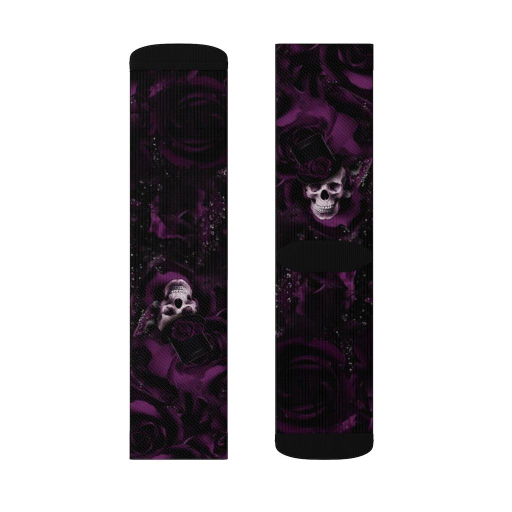 Violet Rose Skull Sublimation Socks - Wonder Skull