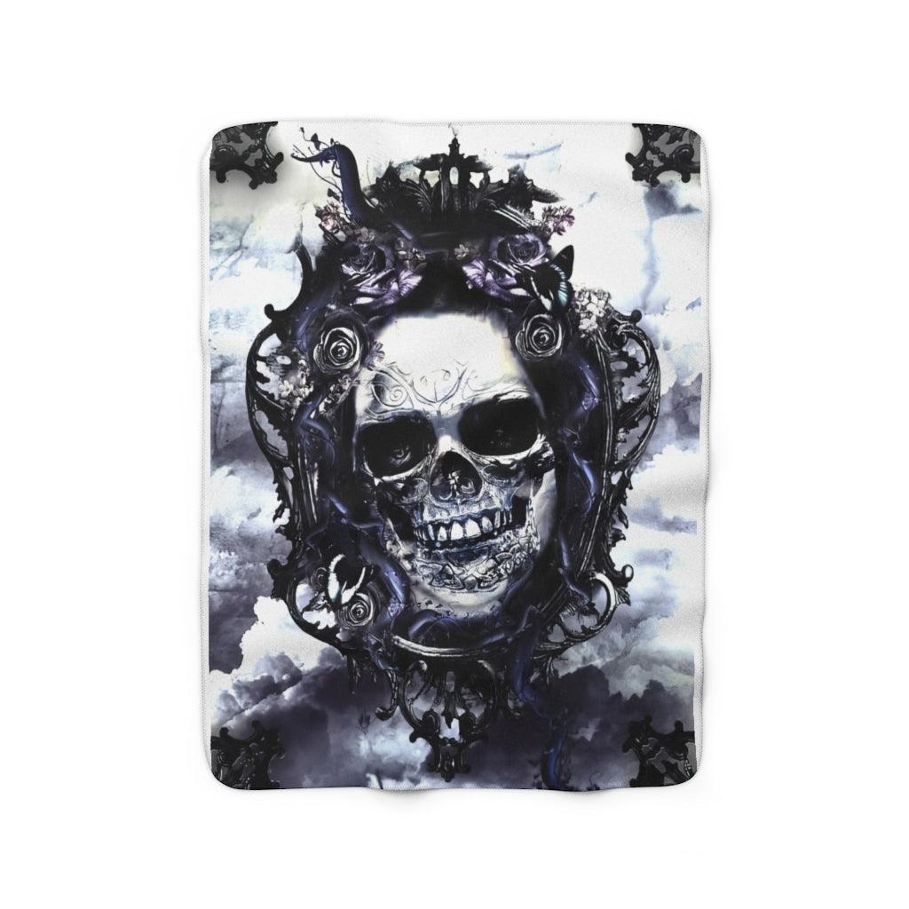 Skull Gothic Mirror Sherpa Fleece Blanket - Wonder Skull