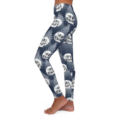 Skull Light Blue Fabric Women's Spandex Leggings - Wonder Skull