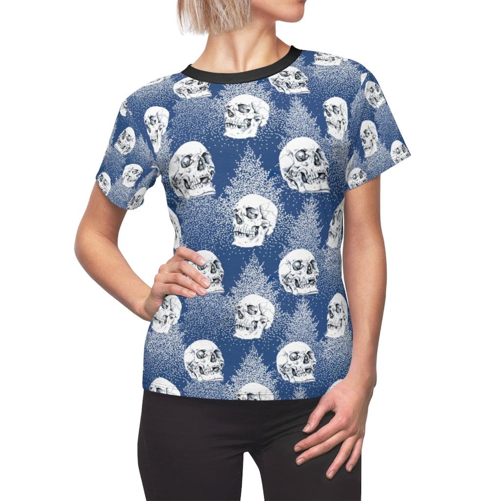 Skull Pine Tree All Over Print T-shirt For Women - Wonder Skull