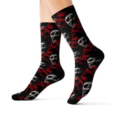 Red And White Skull Sublimation Socks - Wonder Skull