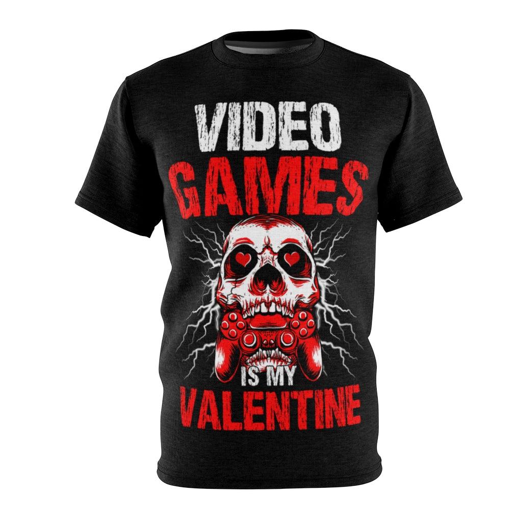 Video Games Is My Valentine - Unisex AOP Cut & Sew Tee - Wonder Skull