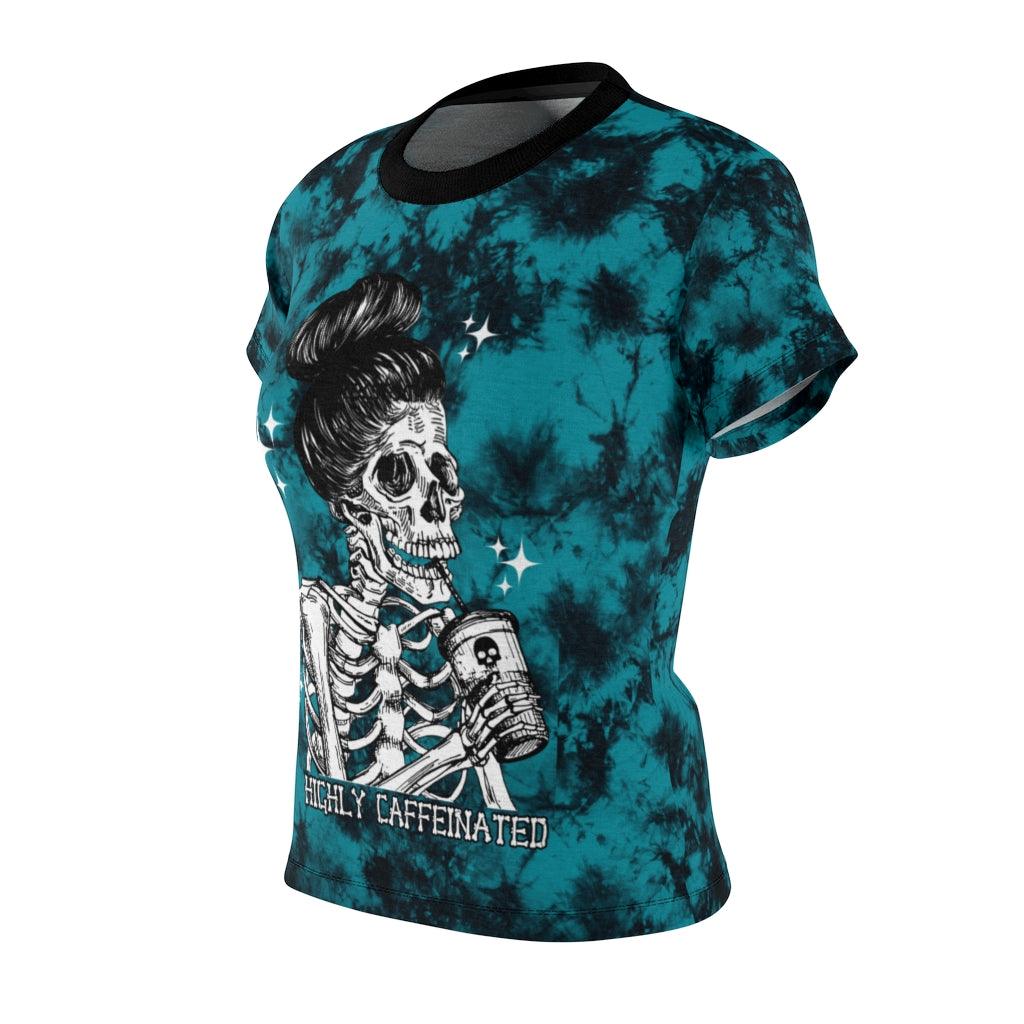 Skull Highly Caffeinated All Over Print T-shirt For Women - Wonder Skull