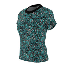 Skull Teal Snowflake All Over Print T-shirt For Women - Wonder Skull