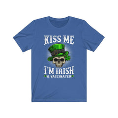 Funny Kiss Me I'm Irish And Vaccinated Skull T-Shirt - Wonder Skull