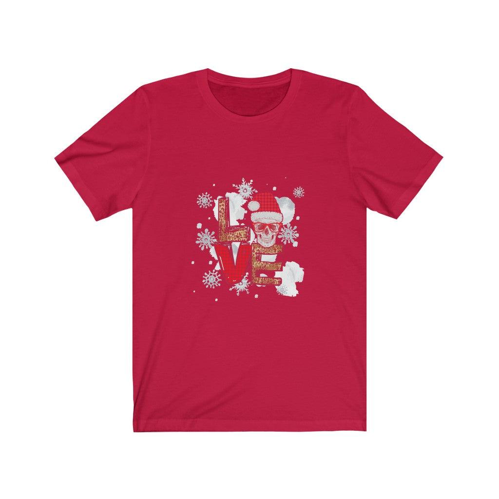 Leopard Skin Texture Love Christmas Skull T-Shirt - Wonder Skull