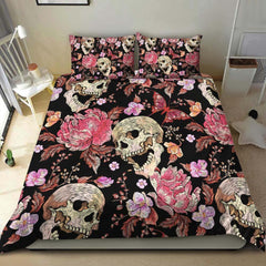 Embroidery Skull Floral Art Duvet Cover Set - Wonder Skull