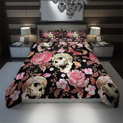 Embroidery Skull Floral Art Duvet Cover Set - Wonder Skull