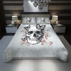 Enchanted Gothic Skull Rose Duvet Cover Set - Wonder Skull