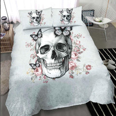 Enchanted Gothic Skull Rose Duvet Cover Set - Wonder Skull