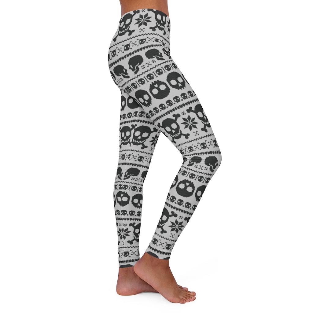 Black Skull Pixel Women's Spandex Leggings - Wonder Skull