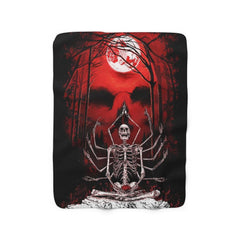 Red Scary Forest Skeleton Sherpa Fleece Blanket - Wonder Skull