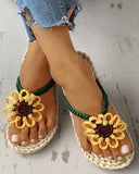 High Quality Hand Made Corn Husk Straw Sunflower Sandals Flip Flop For Women - Wonder Hippie Official