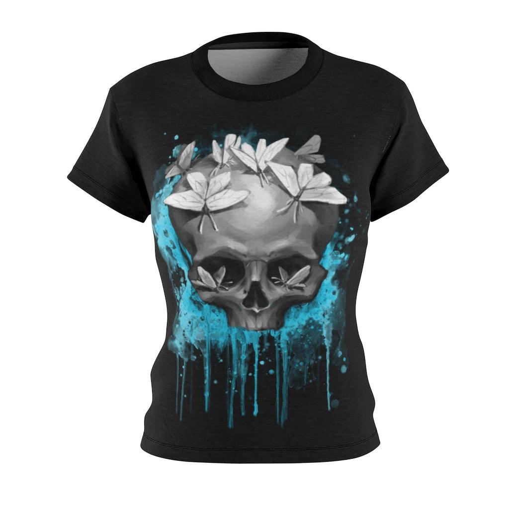 Water Color Skull All Over Print T-shirt For Women - Wonder Skull