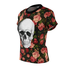 Multicolored Floral Skull All Over Print T-shirt For Women - Wonder Skull