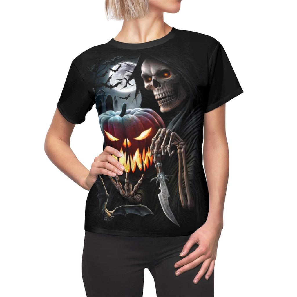 Death Pumpkin All Over Print T-shirt For Women - Wonder Skull