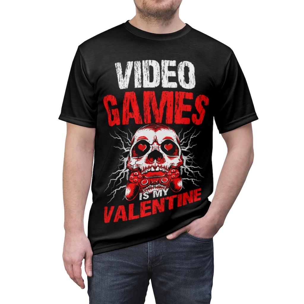 Video Games Is My Valentine - Unisex AOP Cut & Sew Tee - Wonder Skull