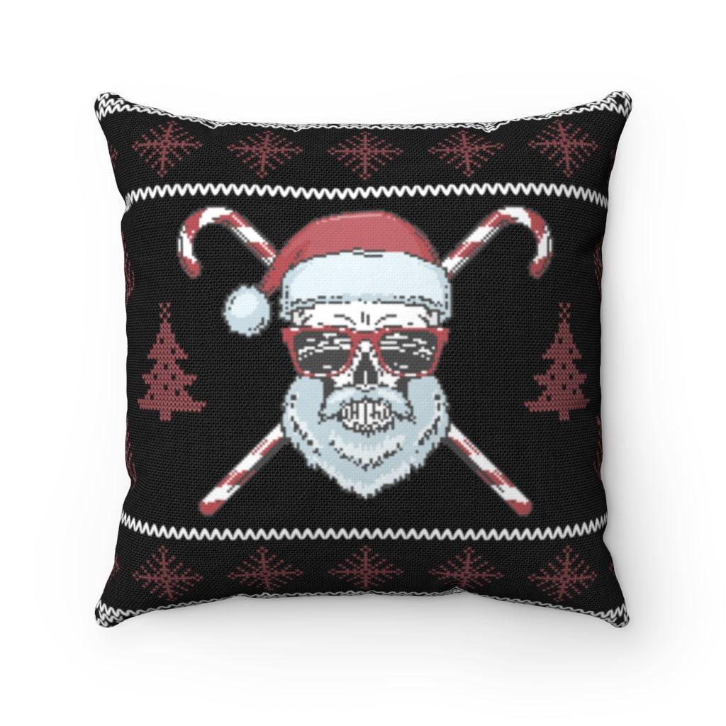Pixel Christmas Skull Spun Polyester Square Pillow - Wonder Skull