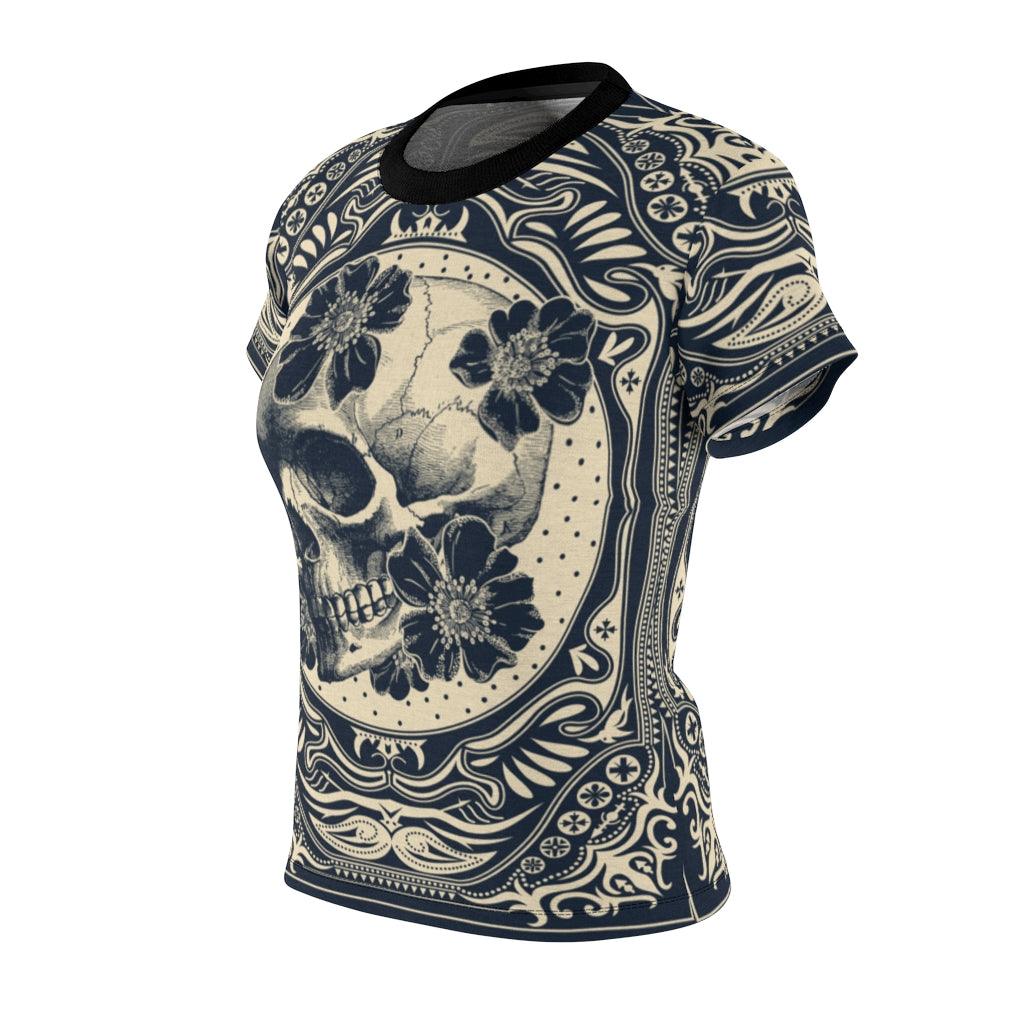 Skull Ornament Pattern All Over Print T-shirt For Women - Wonder Skull