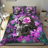 Galaxy Flowers Skull Pattern Duvet Cover Set - Wonder Skull