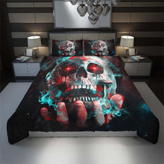 Galaxy Hand Holding Skull Duvet Cover Set - Wonder Skull