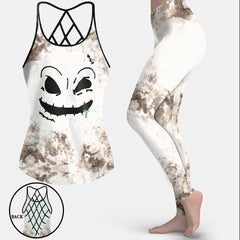 Gothic Open Back Tank Top And Leggings Set - Wonder Skull