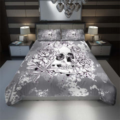 Gothic Skull Flower Duvet Cover Set - Wonder Skull