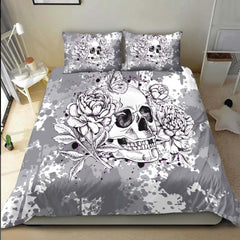 Gothic Skull Flower Duvet Cover Set - Wonder Skull