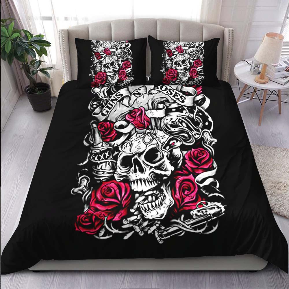 Gothic Skull Rose Duvet Cover Set - Wonder Skull