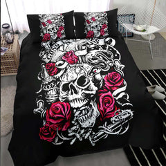 Gothic Skull Rose Duvet Cover Set - Wonder Skull