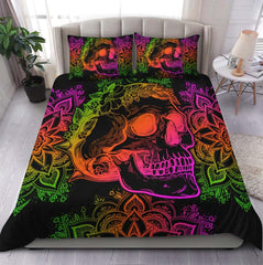 Gradient Mandala Skull Flower Duvet Cover Set - Wonder Skull