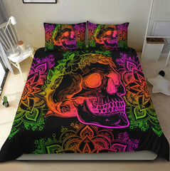 Gradient Mandala Skull Flower Duvet Cover Set - Wonder Skull