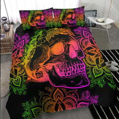 Gradient Mandala Skull Flower Duvet Cover Set - Wonder Skull