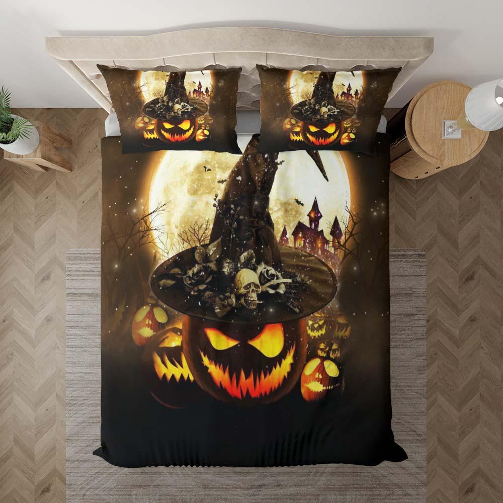 Halloween Pumpkin Moon Duvet Cover Set - Wonder Skull