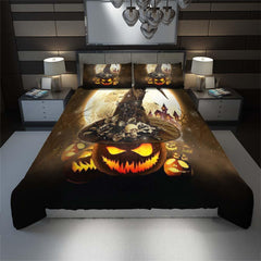 Halloween Pumpkin Moon Duvet Cover Set - Wonder Skull