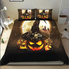 Halloween Pumpkin Moon Duvet Cover Set - Wonder Skull