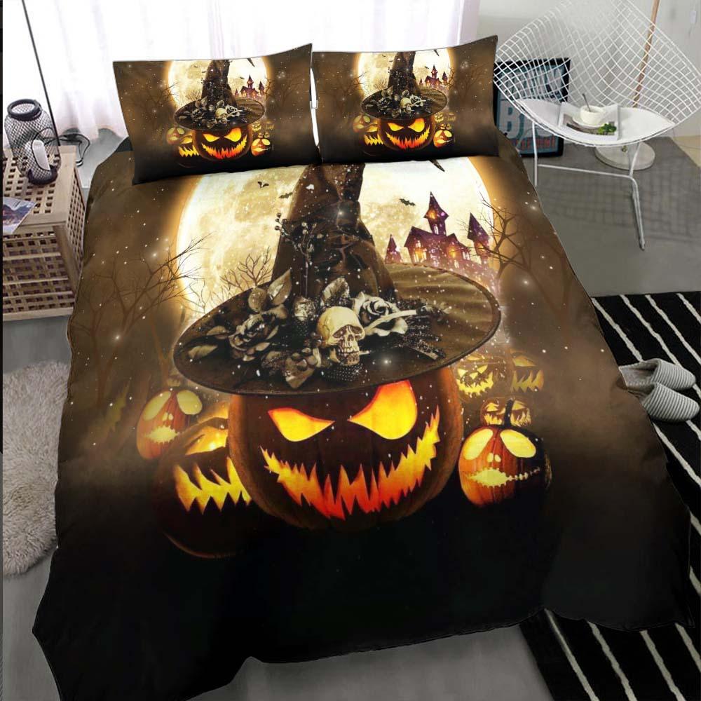 Halloween Pumpkin Moon Duvet Cover Set - Wonder Skull