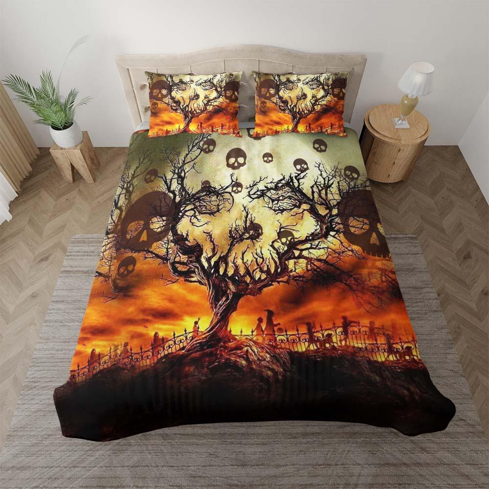 Halloween Skull Tree Moon Duvet Cover Set - Wonder Skull