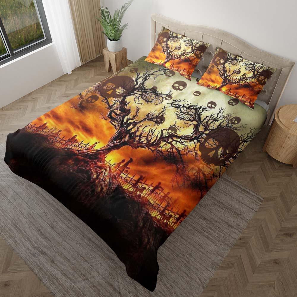 Halloween Skull Tree Moon Duvet Cover Set - Wonder Skull